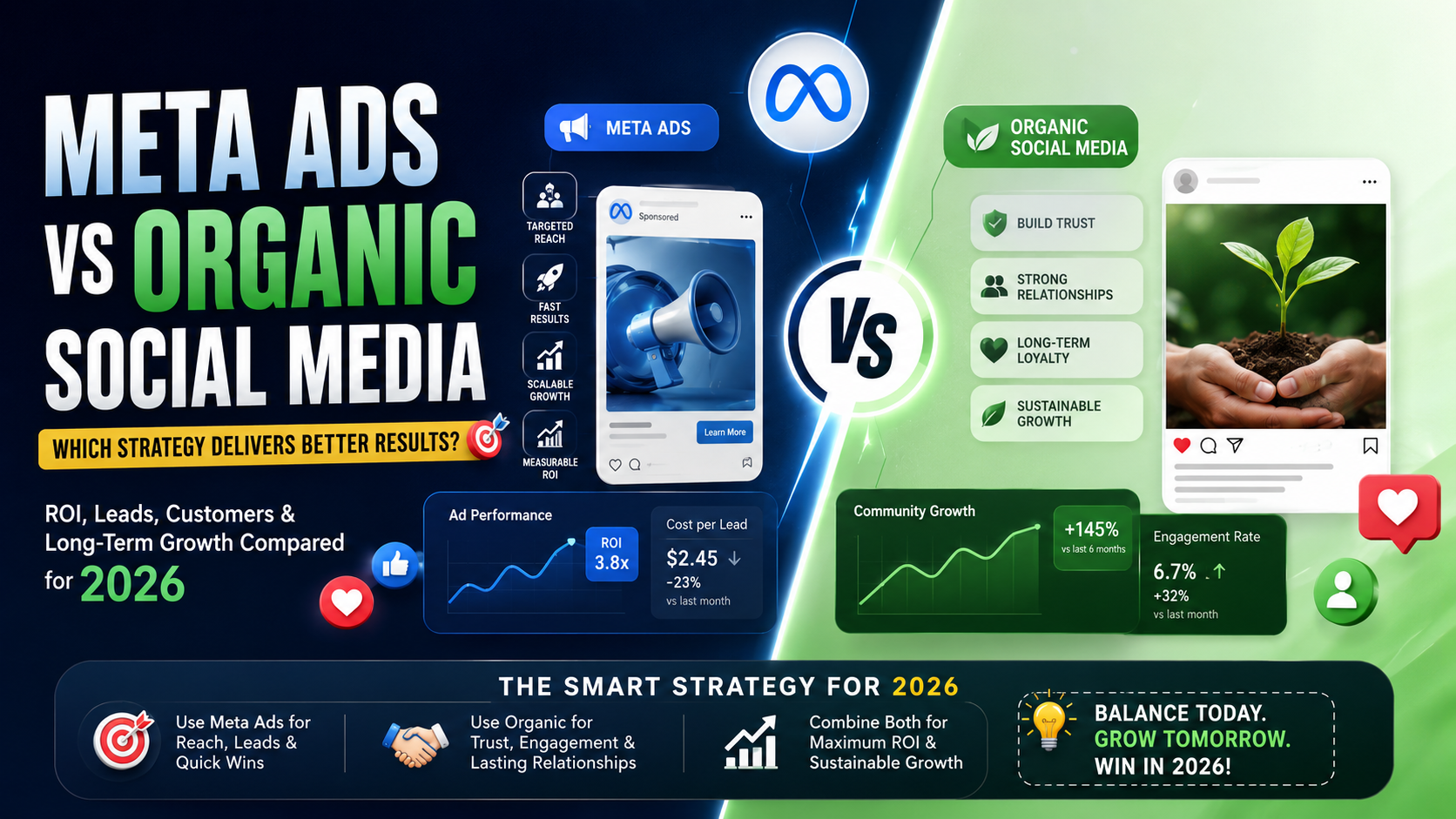 Meta Ads vs Organic Social Media Marketing: Which Strategy Delivers Better ROI for Business Growth?